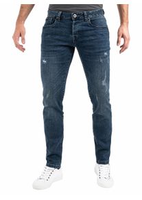 PEAK TIME Herren Slim-fit-Jeans "München", blau, Basic, Gr. 30, Abriebeffekte, Destroyed-Effekte, Denim/Jeans, Obermaterial: 87% Baumwolle, 9%