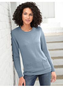 Casual Looks Damen Rundhalspullover "Pullover", blau, Gr. 42, unifarben, 50% Baumwolle, 50% Polyacryl, Pullover