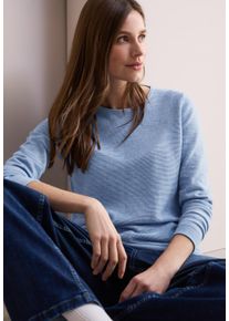 Cecil Damen Strickpulloverheather sky blau, casual, Gr. L, meliert, Strick, Obermaterial: 60% Baumwolle, 40% Polyester, Pullover, mit Struktur