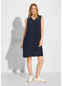Cecil Damen Sommerkleid, blau, casual, Gr. XL, unifarben, Stoff, 100% Viskose, Kleider, in Crepe Optik