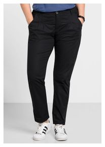 sheego Damen Chinohose "Große Größen", schwarz, casual, Gr. 108, unifarben, Obermaterial: 97% Baumwolle, 3% Elasthan, Hosen, in Stretch-Qualität