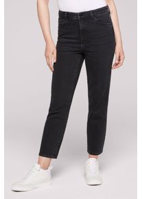 SOCCX Damen Mom-Jeans, schwarz, casual, Gr. 31, Abriebeffekte, Material: 99% Baumwolle, 1% Elasthan, Jeans, mit hoher Leibhöhe