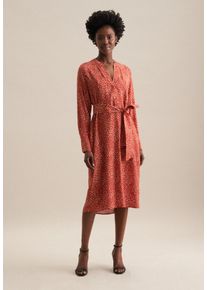 Seidensticker Damen Sommerkleid "Schwarze Rose", rot, Gr. 44, bedruckt, 100% Viskose, Kleider, Langarm Kragen Druck