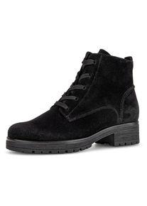 Gabor Damen Schnürstiefelette "Genua", Gr. 43, schwarz, Veloursleder, unifarben, klassisch, Schuhe, Blockabsatz, Schnürboots, Komfortschuh in
