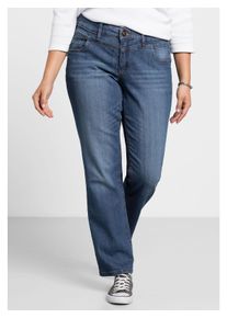 sheego Damen Stretch-Jeans "Große Größen", blau, casual, Gr. 58, unifarben, Obermaterial: 98% Baumwolle, 2% Elasthan, Jeans, »Die Gerade« mit