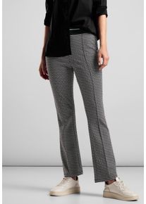 Street One Damen Stoffhose, schwarz, casual, Gr. 40, Jacquardmuster, Stoff, 70% Polyester, 26% Viskose, 4% Elasthan, Hosen, Jacquard