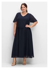 sheego Damen Abendkleid "Große Größen", blau, elegant, Gr. 48, unifarben, Obermaterial: 100% Polyester;Futter: 100% Polyester;Einsatz: 100%