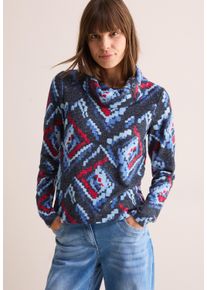 Cecil Damen Langarmshirt, blau, casual, Gr. L, bedruckt, Stoff, 67% Viskose, 28% Polyester, 5% Elasthan, Shirts, mit Elastiksaum