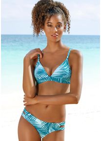 active by Lascana LASCANA ACTIVE Damen Bikini-Hose "Coal", blau, Gr. 32, bedruckt, gestreift, Recycling-Polyamid, Badehosen, mit seilichen Bändern