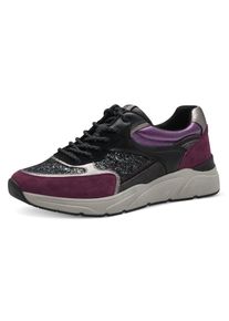 Tamaris Damen Keilsneaker, Gr. 36, lila, Leder, Lederimitat, sportlich, Schuhe, Schnürschuh, Halbschuh, Freizeitschuh, farbenfrohe Kontrastbesätze