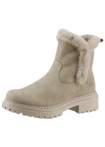 Rieker Damen Winterstiefelette, Gr. 42, beige, Nubuklederimitat, klassisch, Schuhe, Winterboots, Profilsohle, Blockabsatz, mit Innen-Reißverschluss