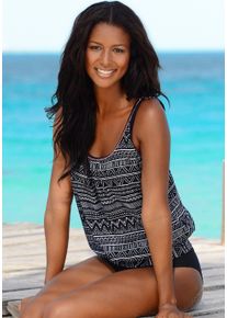 Kangaroos Damen Oversize-Tankini, schwarz, Gr. 38, Ethnomuster, Polyamid, Bikini-Sets, im angesagten Ethno-Look
