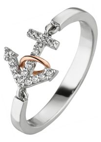 Jobo Damen Fingerring "Anker", 50, Silber 925 (Sterlingsilber), silber, Silber 925 (Sterlingsilber), Fingerringe, 925 Silber mit 18 Zirkonia