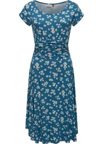 Ragwear Damen Sommerkleid "Ivone", blau, Gr. XXL, 95% Viskose, 5% Elasthan, Kleider, leichtes Jersey-Kleid mit stylischer Raffung