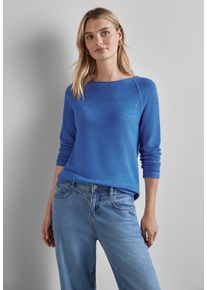 Street One Damen Langarmshirt, blau, casual, Gr. 34, unifarben, Stoff, 67% Viskose, 30% Polyester, 3% Elasthan, Shirts, Rundhalsausschnitt
