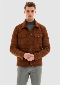 Pierre Cardin Herren Lederimitatjacke, braun, Gr. L, unifarben, 80% Polyester, 17% Baumwolle, 3% Elasthan, Jacken, in tollem Leder-Look