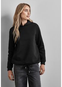 Street One Damen Hoodie, schwarz, casual, Gr. 36, unifarben, Sweatware, 60% Baumwolle, 40% Polyester, Sweatshirts, mit Tunnelzug am Saum