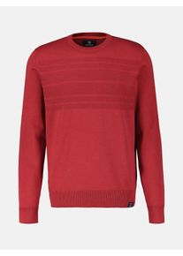 Lerros Herren Strickpullover "Lerros Strickpullover, tonal gestreift", rot, Gr. S, 100% Baumwolle, Pullover