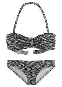 Venice Beach Kinder Bandeau-Bikini, schwarz-weiß, Gr. 122, Melange-Effekt, Polyamid, Bikini-Sets, regulierbares Top, seitliche Stäbchen