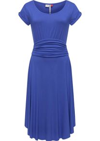 Ragwear Damen Sommerkleid "Yvone Solid", blau, casual, Gr. L, Material: 95% Viskose, 5% Elasthan, Kleider, leichtes Jersey-Kleid mit Taillengürtel