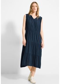Cecil Damen Midikleid, blau, casual, Gr. XL, unifarben, Stoff, 80% Viskose, 20% Nylon, Kleider, mit Volant