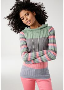 Kangaroos Damen Kapuzenpullover, bunt, casual, Gr. 48, gestreift, colorblocking, geringelt, Feinstrick, Obermaterial: 50% Baumwolle, 50% Polyacryl,