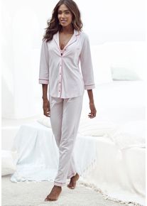 Vivance Dreams Damen Pyjama, Gr. 32, rosa, Single Jersey, Obermaterial: 50% Baumwolle, 50% Viskose, unifarben, klassisch, Homewear-Sets, mit floralem
