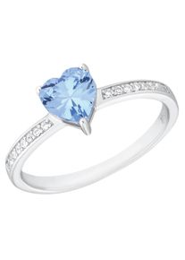 Amor Damen Fingerring "Aquamarine", 58, Silber 925 (Sterlingsilber), 2mm, blau, Silber 925 (Sterlingsilber), Fingerringe, mit Zirkonia (synth.)