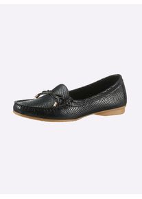 Heine Damen Slipper, Gr. 38, schwarz, Leder, Glattleder, Rindsleder, modisch, Schuhe