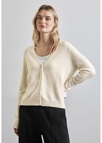 Street One Damen Cardigan, weiß, casual, Gr. 46, unifarben, Web, 37% Baumwolle, 34% Polyacryl, 26% Polyester, 3% Elasthan, Strickjacken, mit