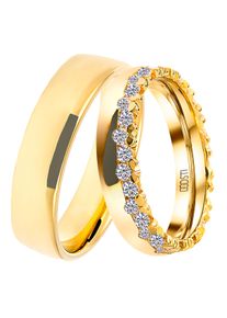 DOOSTI Trauring "Schmuck Geschenk Silber 925 Trauring Ehering Partnerring LIEBE", 54, ohne Zirkonia, Silber 925 (Sterlingsilber), 5,6mm, gold, Silber