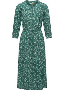 Ragwear Damen Maxikleid "Meve", grün, feminin, Gr. M, Obermaterial: 100% Viskose, Kleider, Leichtes Langarmkleid mit Blumenmuster