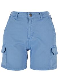 Urban Classics Damen Cargohose "Urban Classics Damen Ladies High Waist Cargo Shorts", blau, Gr. 32, unifarben, 98% Baumwolle, 2% Elasthan, Hosen