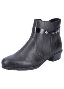 Rieker Damen Stiefelette, Gr. 41, schwarz, Synthetik, elegant, Schuhe, mit kleiner Zierkette am Schaft, schmale Form