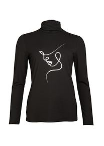 Seidel Moden Damen Langarmshirt, schwarz, Gr. 46, bedruckt, Obermaterial: 95% Viskose, 5% Elasthan, Shirts, MADE IN GERMANY