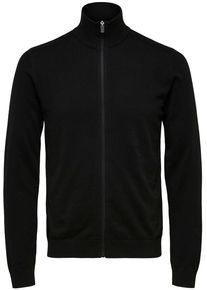 Selected Homme Herren Strickjacke "SLHBERG FULL ZIP CARDIGAN NOOS", schwarz, modisch, Gr. M, unifarben, Strick, Obermaterial: 100% Baumwolle,