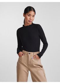 Pieces Damen Langarmshirt "PCNICCA LS TOP NOOS", schwarz, modisch, Gr. XL, unifarben, Jersey, Obermaterial: 75% Viskose, 20% Polyester, 5% Elasthan,