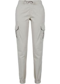 Urban Classics Damen Cargohose "Urban Classics Damen Ladies High Waist Cargo Jogging Pants", grau, Gr. L, unifarben, 98% Baumwolle, 2% Elasthan, Hosen