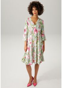 Aniston CASUAL Damen Tunikakleid, bunt, modisch, Gr. 42, geblümt, bedruckt, Web, Obermaterial: 100% Viskose, Kleider, mit fantasievollem Blumendruck