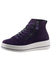 Remonte Damen Plateausneaker "Elisabeth Hurley-Collection", Gr. 37, lila, Veloursleder, sportlich, Schuhe, Freizeitschuh, High-Top-Sneaker, Schnürer,