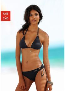 Lascana Damen Triangel-Bikini-Top "Italy", schwarz, Gr. 34, unifarben, Microfaser, Polyamid, Microfaser, Bikini-Oberteile, mit Zierringen