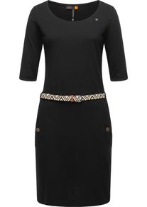 Ragwear Damen Shirtkleid "Tannya Solid", schwarz, Gr. 4XL, 100% Baumwolle, Kleider, stylisches Damenkleid mit Gürtel
