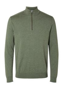 Selected Homme Herren Troyer "SLHBERG HALF ZIP CARDIGAN NOOS", grün, modisch, Gr. S, unifarben, Strick, Obermaterial: 100% Baumwolle, Pullover