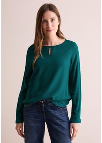 Cecil Damen Langarmbluse, blau, casual, Gr. L, unifarben, Stoff, 100% Viskose, Blusen, aus softer Viskose
