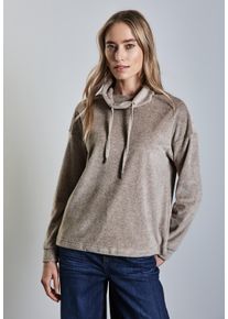 Street One Damen Langarmshirt, beige, casual, Gr. 38, unifarben, Stoff, 55% Polyester, 45% Baumwolle, Shirts, mit Elastiksaum
