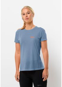 Jack Wolfskin Damen T-Shirt "VONNAN S/S T W", blau, Gr. L, 100% POLYESTER, Shirts