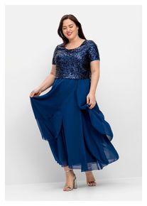 sheego Damen Abendkleid "Große Größen", blau, elegant, Gr. 44, unifarben, Obermaterial: 100% Polyester;Futter: 100% Polyester;Oberteil: 100%