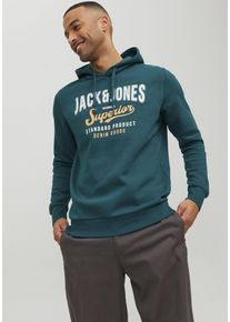 Jack & Jones JACK & JONES Herren Kapuzensweatshirt "LOGO SWEAT HOOD", grau, Gr. S, bedruckt, Obermaterial: 70% Baumwolle, 30% Polyester, Sweatshirts