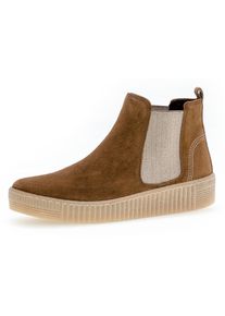 Gabor Damen Chelseaboots, Gr. 36, braun, Veloursleder, unifarben, sportlich, Schuhe, Plateau, Stiefelette, Schlupfschuh mit dezenten Kontrastnähten