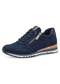 Marco Tozzi Damen Keilsneaker, Gr. 39, blau, Textil, Lederimitat, Veloursleder, sportlich, Schuhe, Freizeitschuh, Halbschuh, Schnürschuh in veganer